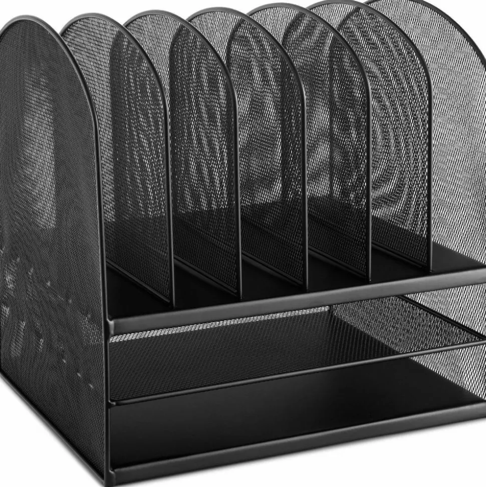 Safco Onyx Mesh Desk Organizer, 13"H x 13 3/4"W x 11 1/2"D, Black