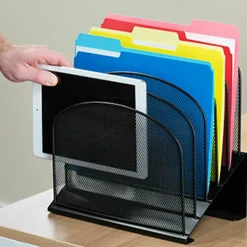 Safco Onyx Mesh 5-Tier Desk Organizer, 12"H x 11 1/4"W x 7 1/4"D, Black