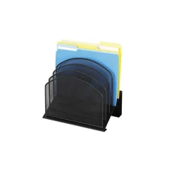 Safco Onyx Mesh 5-Tier Desk Organizer, 12"H x 11 1/4"W x 7 1/4"D, Black