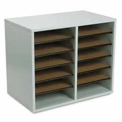 Safco Wood Adjustable 12-Compartment Literature Organizer, 16