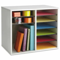 Safco Wood Adjustable 12-Compartment Literature Organizer, 16