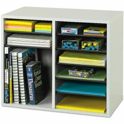 Safco Wood Adjustable 12-Compartment Literature Organizer, 16