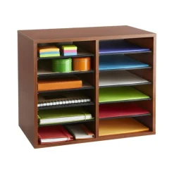 Safco Adjustable Literature Organizer, 9" x 11 1/2" x 2 3/8", Cherry