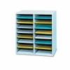 Safco Adjustable Wood Literature Organizer, 20"H x 19 1/2"W x 11 3/4"D, 16 Compartments, Gray