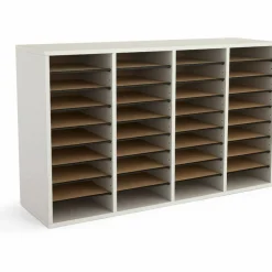 Safco Adjustable Wood Literature Organizer, 24"H x 39-3/8"W x 11-3/4"D, 36 Compartments, Gray