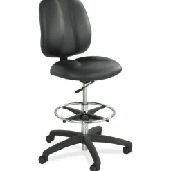 Safco Apprentice II Extended-Height Vinyl Chair, Black/Chrome