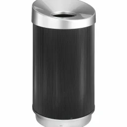 Safco At-Your-Disposal Vertex Waste Receptacle, 38 Gallons, Black/Silver