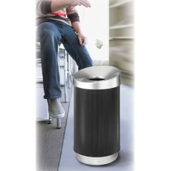 Safco At-Your-Disposal Vertex Waste Receptacle, 38 Gallons, Black/Silver