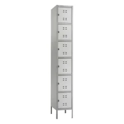 Safco 6-Box Single-Column 2-Tone Locker With Legs, 78"H x 18"W x 12"D, Gray