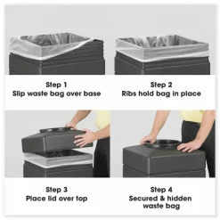 Safco Canmeleon Aggregate Panel Receptacles, Top-Open, 38 gal, Polyethylene, Black