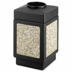 Safco Canmeleon Aggregate Panel Receptacles, Top-Open, 38 gal, Polyethylene, Black