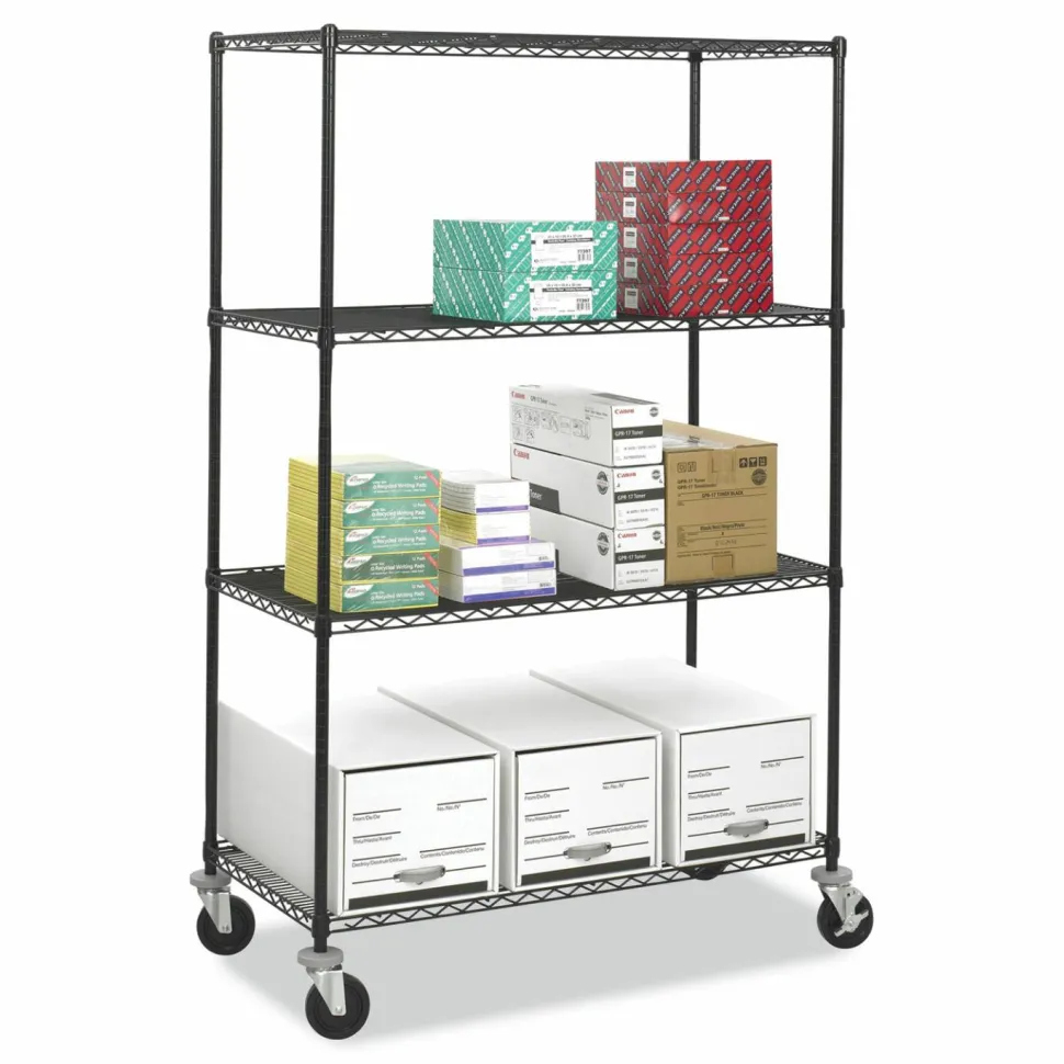 Safco Caster Kit for Safco Task Master Industrial Shelving Units, Black, 4/Set (2 Locking)
