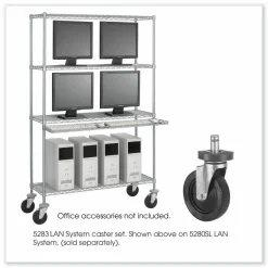 Safco Caster Kit for Safco Task Master Industrial Shelving Units, Black, 4/Set (2 Locking)