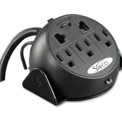 Safco Clamp-On Power and Data Module, 5"H x 4 1/4"W x 5"D, Black