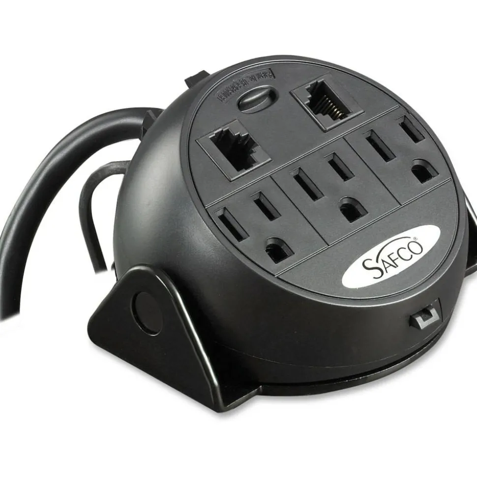 Safco Clamp-On Power and Data Module, 5"H x 4 1/4"W x 5"D, Black
