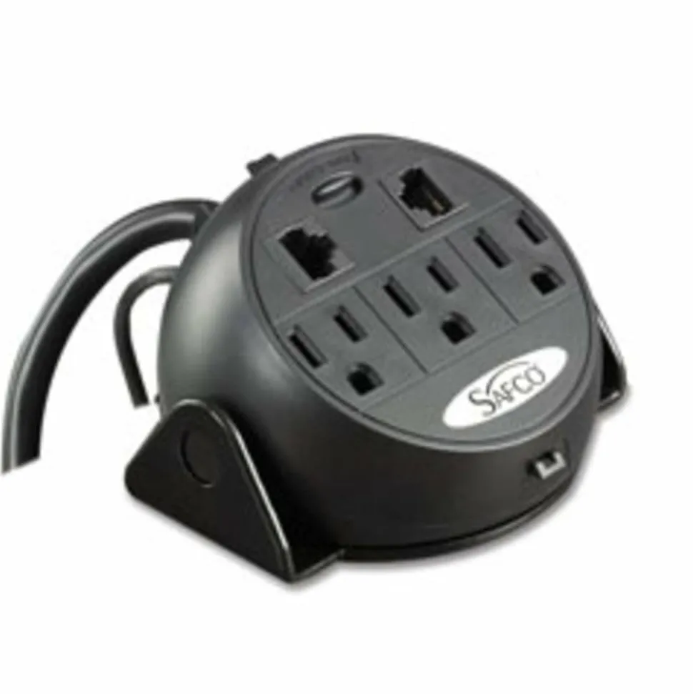 Safco Clamp-On Power and Data Module, 5"H x 4 1/4"W x 5"D, Black