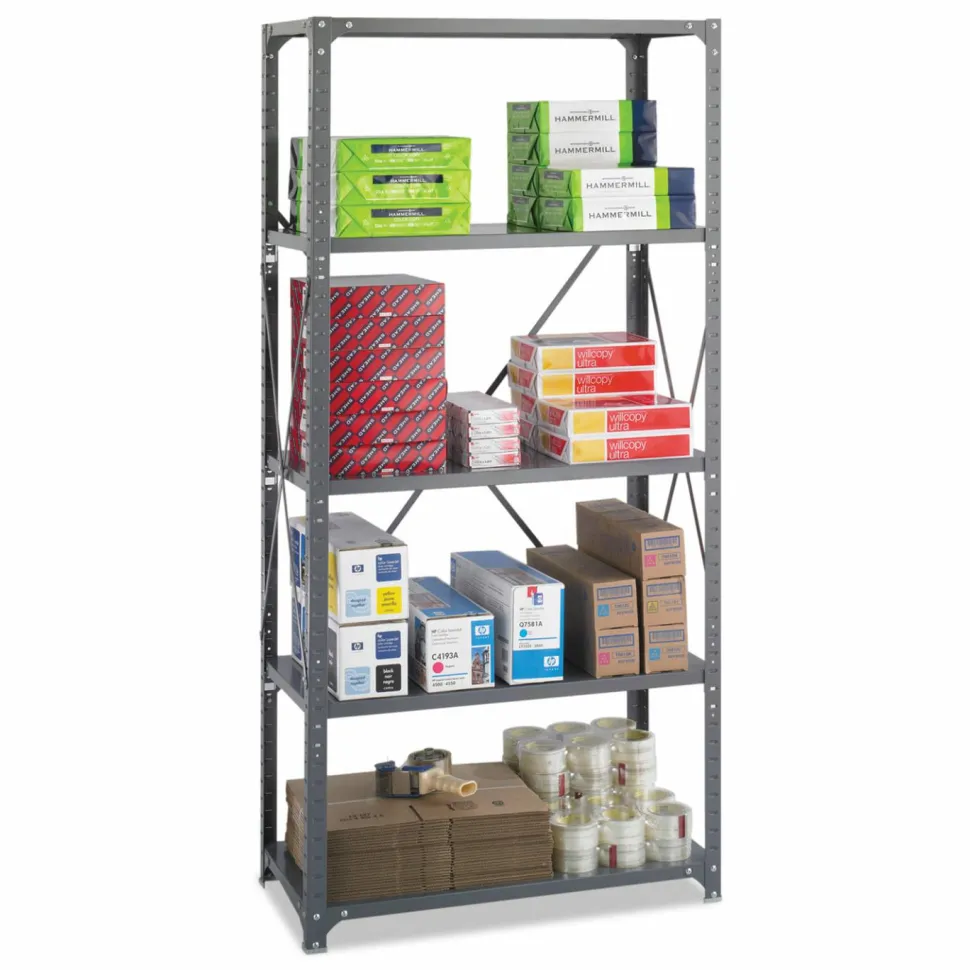 Safco Commercial Steel Shelving, 5 Shelves, 36" W x 18" D x 75" H