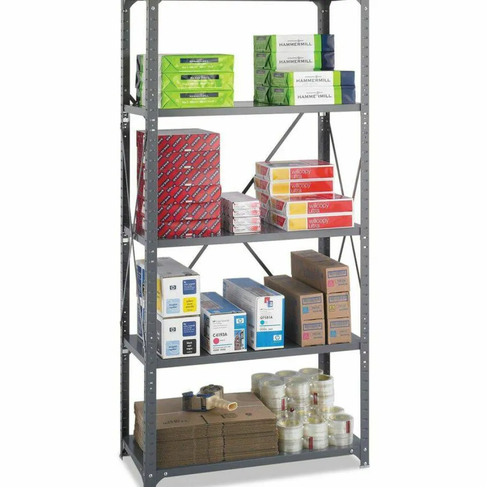 Safco Commercial Steel Shelving, 5 Shelves, 36" W x 18" D x 75" H