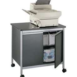 Safco Deluxe Machine Stand, 30 1/8"H x 32"W x 24 1/2"D, Black/Silver