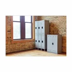 Safco Double-Tier Two-Tone 3-Column Locker With Legs, 78"H x 36"W x 18"D, Gray