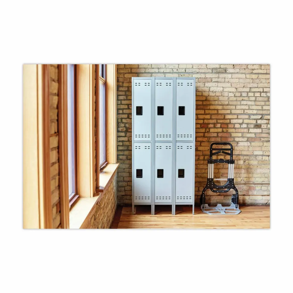 Safco Double-Tier Two-Tone 3-Column Locker With Legs, 78"H x 36"W x 18"D, Gray