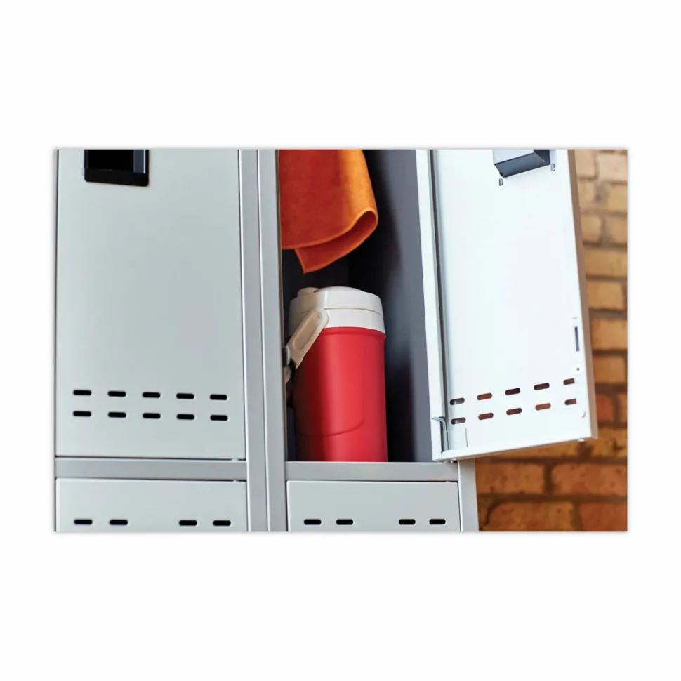 Safco Double-Tier Two-Tone 3-Column Locker With Legs, 78"H x 36"W x 18"D, Gray