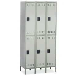 Safco Double-Tier Two-Tone 3-Column Locker With Legs, 78