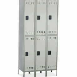 Safco Double-Tier Two-Tone 3-Column Locker With Legs, 78