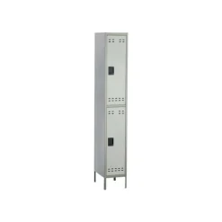 Safco Double-Tier Two-Tone Locker With Legs, 78"H x 18"W x 12"D, Gray
