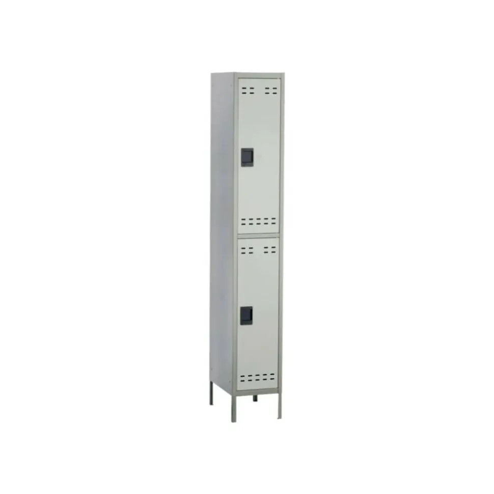 Safco Double-Tier Two-Tone Locker With Legs, 78"H x 18"W x 12"D, Gray