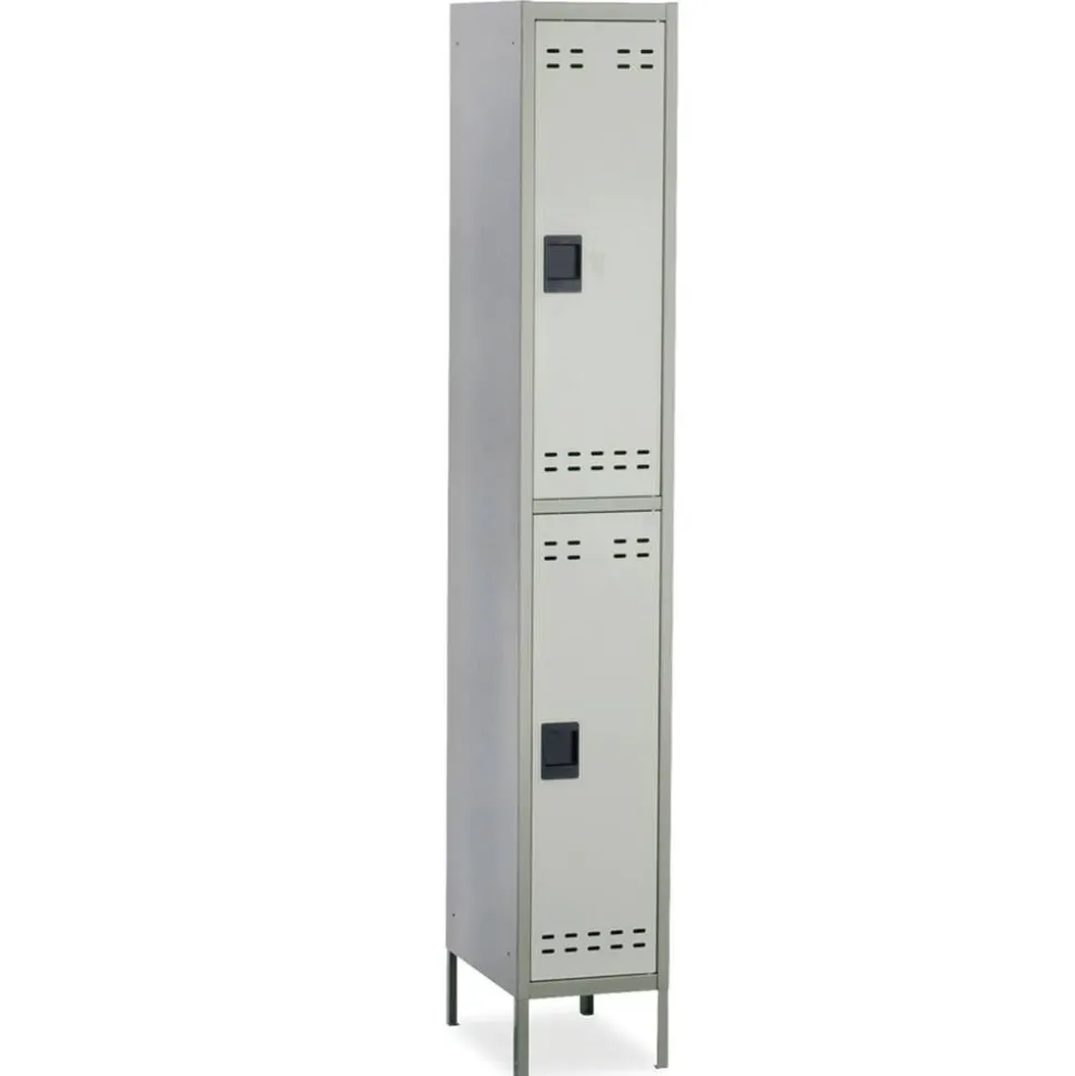 Safco Double-Tier Two-Tone Locker With Legs, 78"H x 18"W x 12"D, Gray