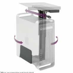 Safco Ergo-Comfort Fixed-Mount Under Desk CPU Holder, Supports 60 lb, 7w x 9.5d x 14h, Black
