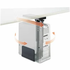 Safco Ergo-Comfort Swivel-Mount Under CPU Stand, Supports 60 lb, 9w x 13.5d x 17.5h, Black