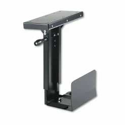 Safco Ergo-Comfort Swivel-Mount Under CPU Stand, Supports 60 lb, 9w x 13.5d x 17.5h, Black
