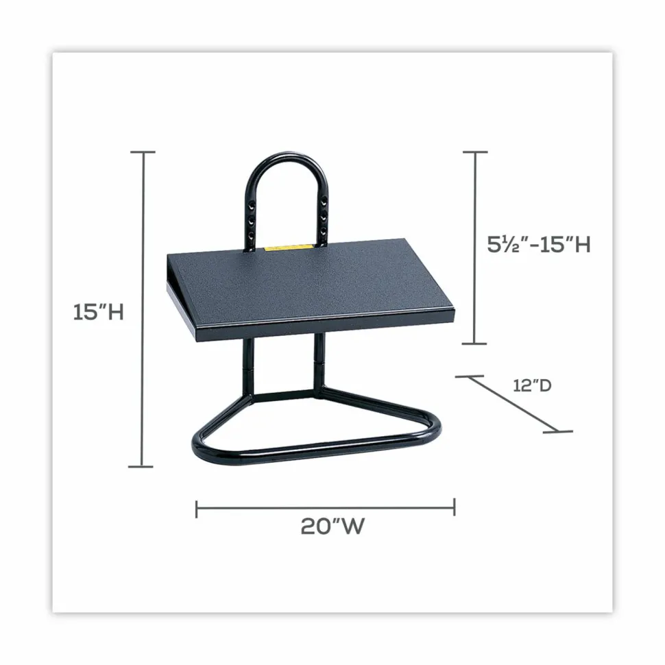 Safco Ergonomic Industrial Footrest, 5 1/2"-15"H x 20"W x 12"D, Black