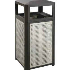 Safco Evos Series Steel Waste Receptacle, 38-Gallon, Black/Gray