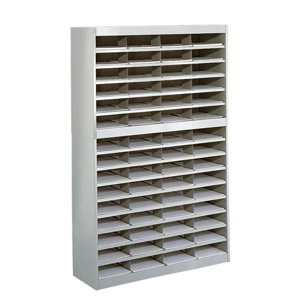 Safco E-Z Stor Steel Literature Organizer, 60 Compartments, 60"H, Gray