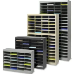 Safco E-Z Stor Steel Literature Organizer, 60 Compartments, 60"H, Gray