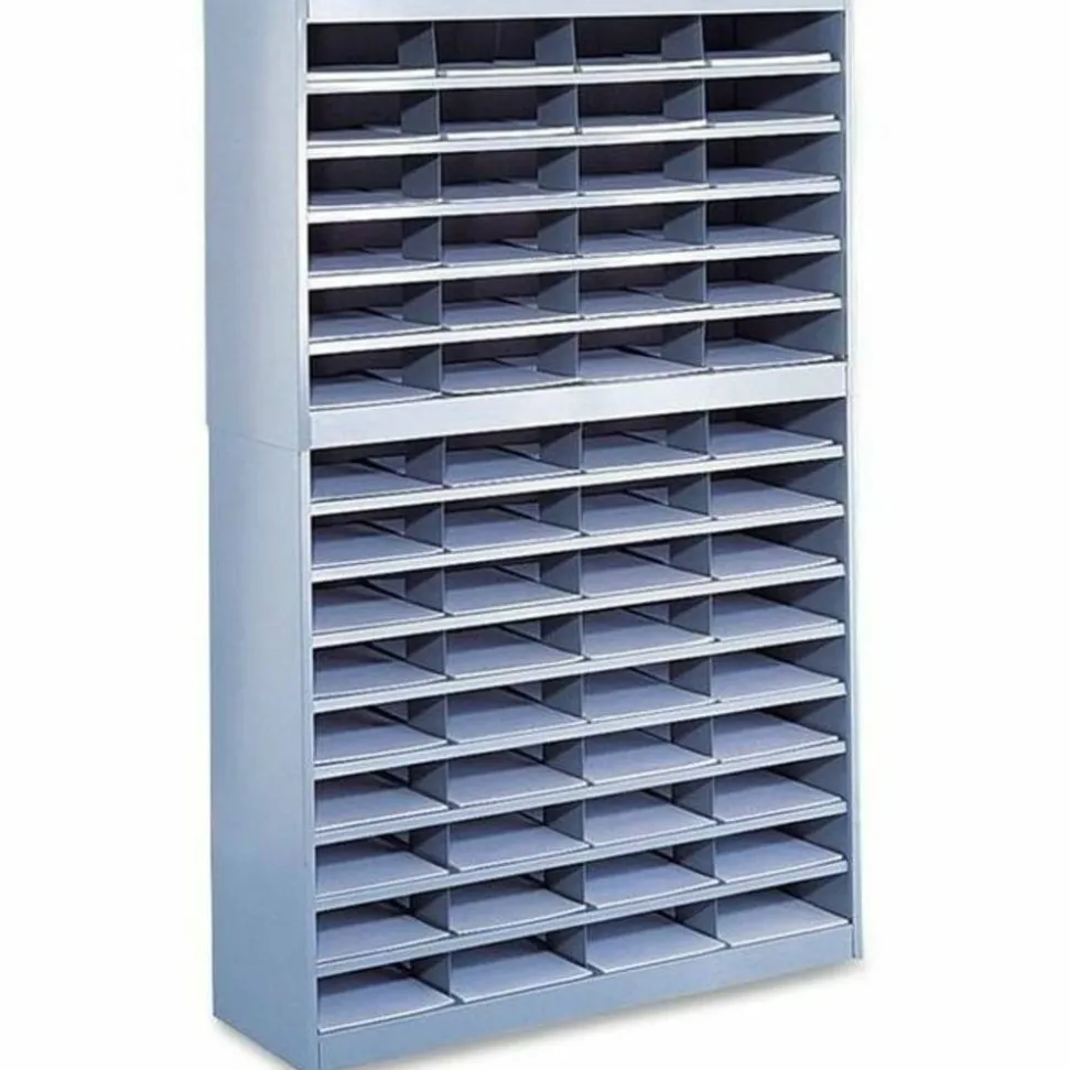 Safco E-Z Stor Steel Literature Organizer, 60 Compartments, 60"H, Gray