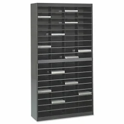 Safco E-Z Stor Steel Literature Organizer, 72 Compartments, 71"H, Black