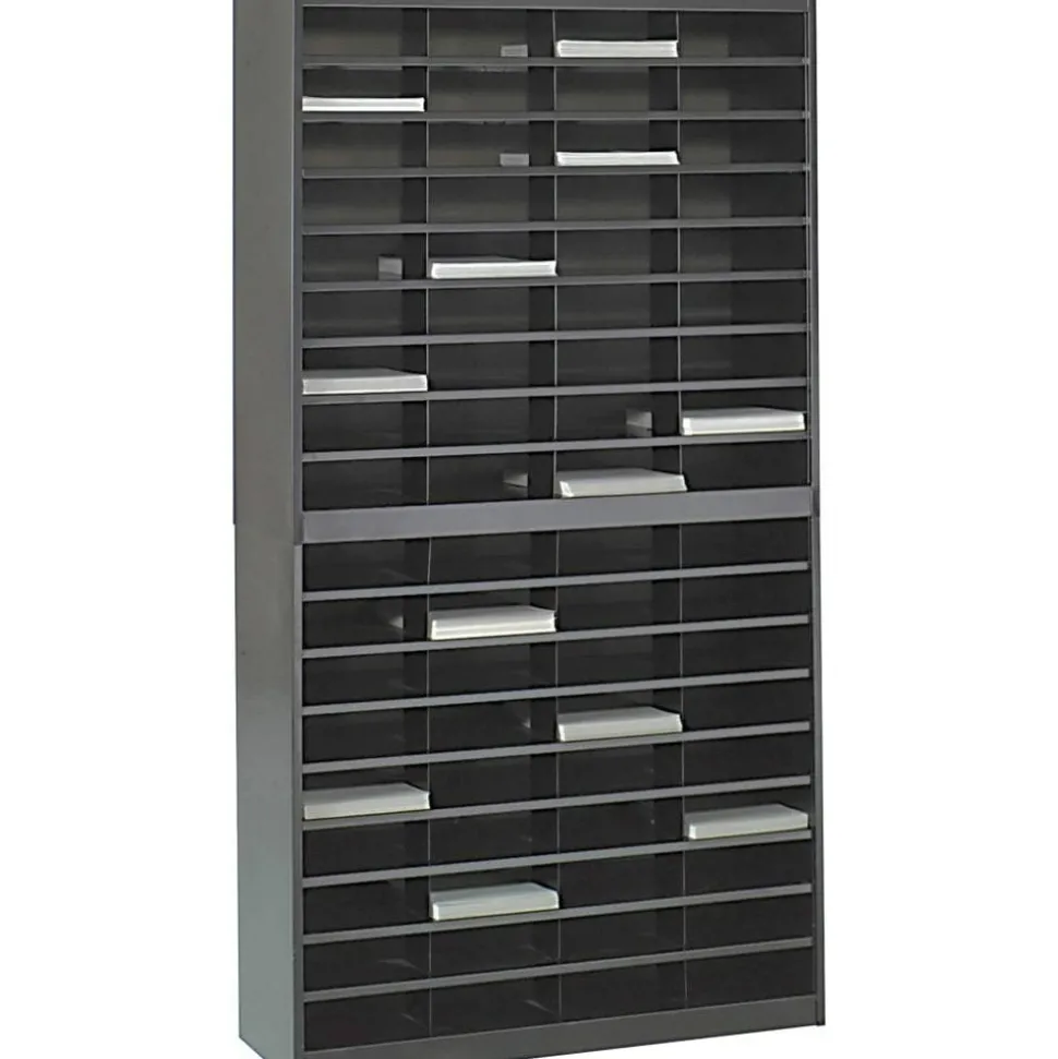 Safco E-Z Stor Steel Literature Organizer, 72 Compartments, 71"H, Black
