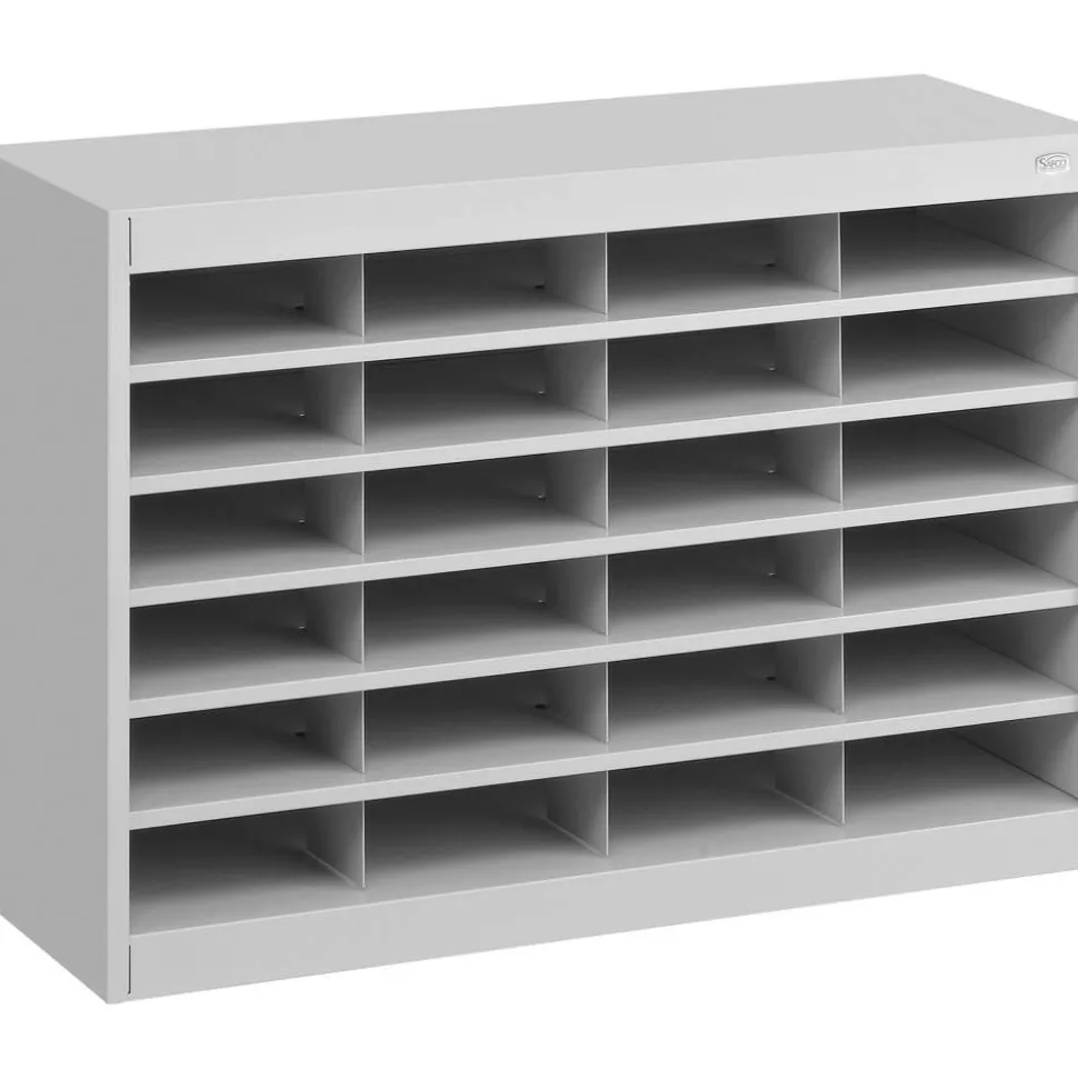 Safco E-Z Stor Steel Literature Organizer, 24 Compartments, 25-3/4"H, Gray