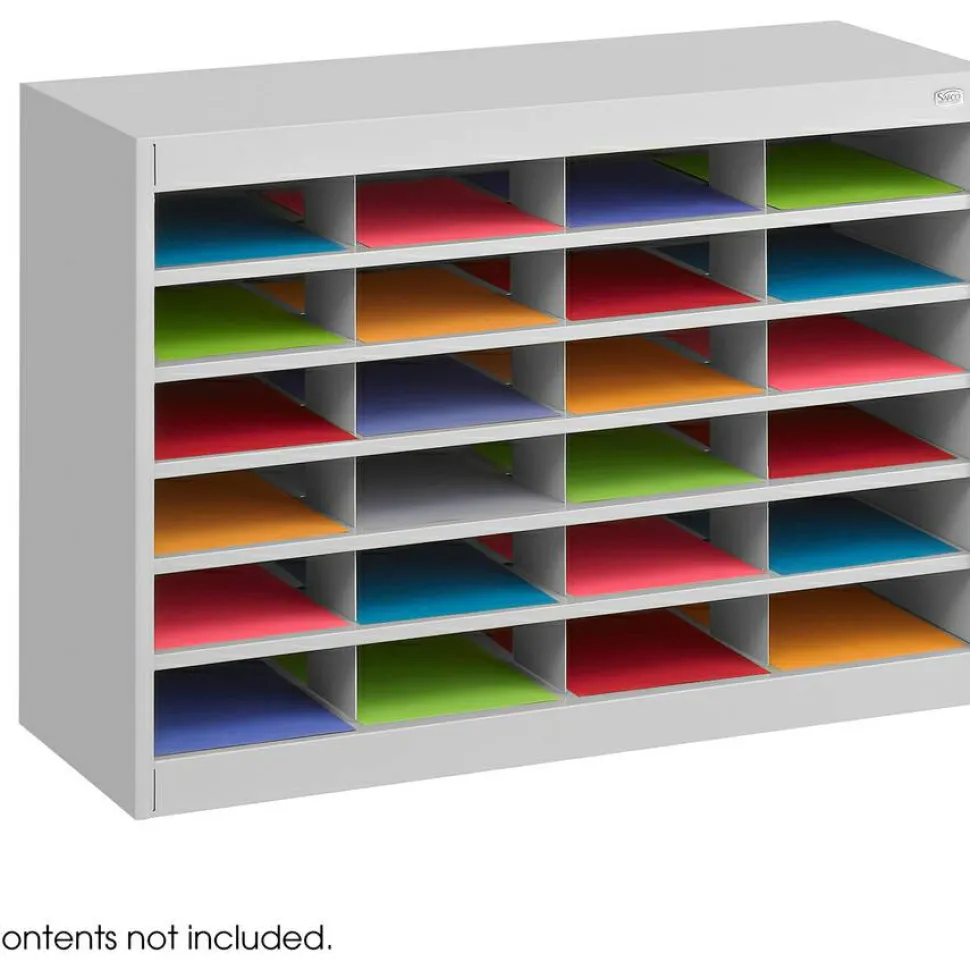 Safco E-Z Stor Steel Literature Organizer, 24 Compartments, 25-3/4"H, Gray