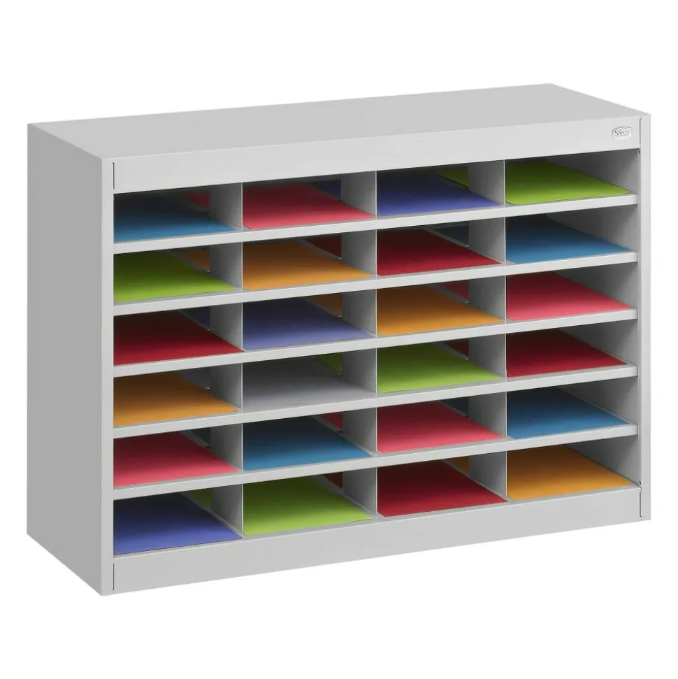 Safco E-Z Stor Steel Literature Organizer, 24 Compartments, 25-3/4"H, Gray