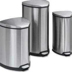 Safco Hands-Free Step-On Receptacle, 7-Gallon, Silver