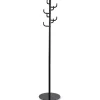 Safco Hook Head Coat Rack, 8 Hooks, 67"H, for Coat, Jacket, Purse, Hat, Garment, Tubular Steel, Black, Powder Coated
