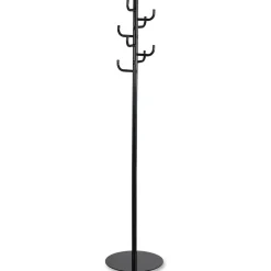 Safco Hook Head Coat Rack, 8 Hooks, 67"H, for Coat, Jacket, Purse, Hat, Garment, Tubular Steel, Black, Powder Coated