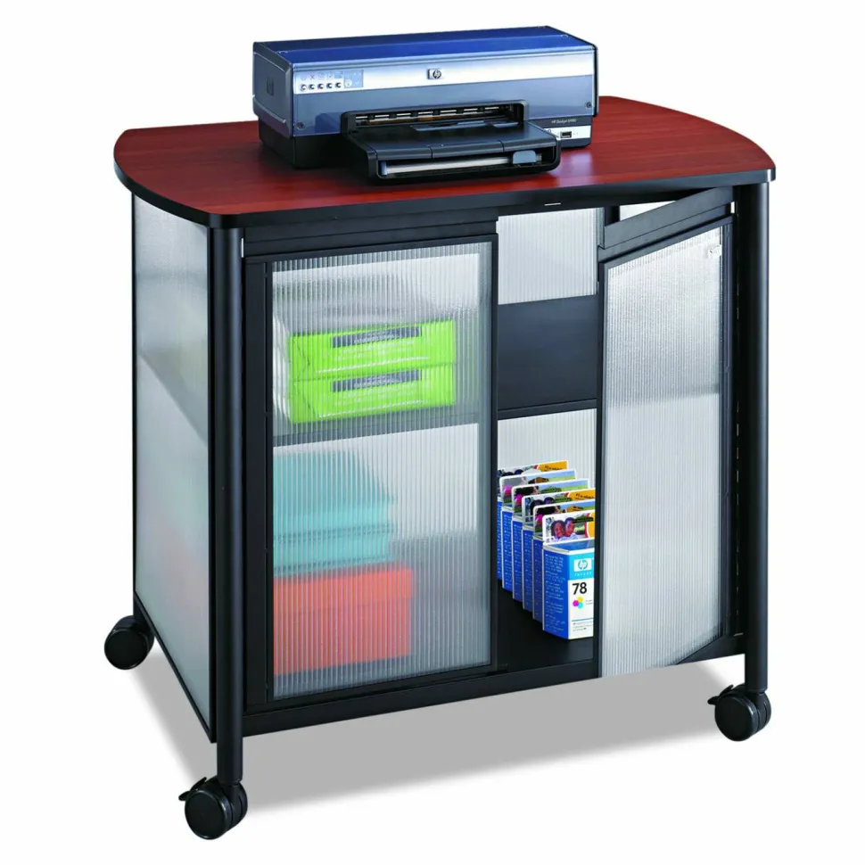 Safco Impromptu Machine Stand, 26 1/2"H x 26 3/10"W x 21"D, Cherry/Black