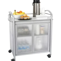 Safco Impromptu Refreshment Cart/Machine Stand, Engineered Wood, 3Shelf, 34 x 21.25 x 36.5, Gray/Silver