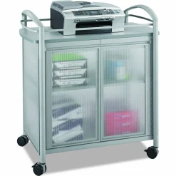 Safco Impromptu Refreshment Cart/Machine Stand, Engineered Wood, 3Shelf, 34 x 21.25 x 36.5, Gray/Silver